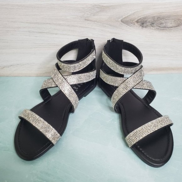 Tiara Shoes - Joni Black Rhinestone Sandals
